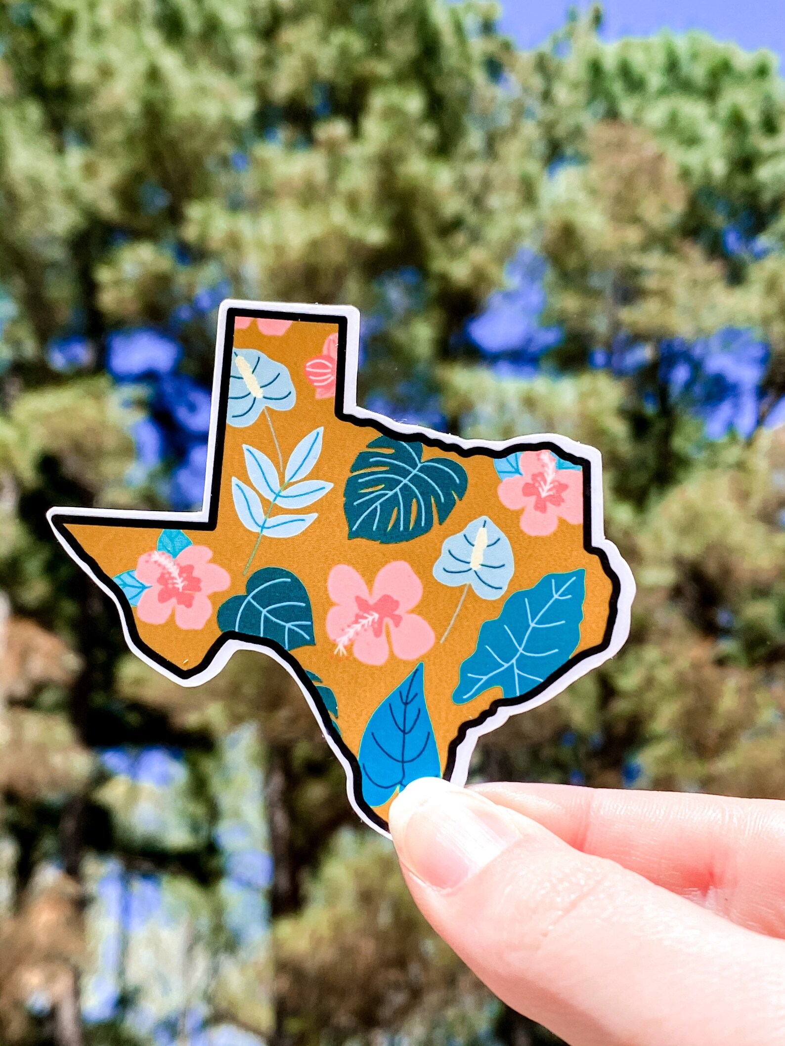 Pink Hibiscus Flower Texas Sticker Elephant Ear Sticker Etsy