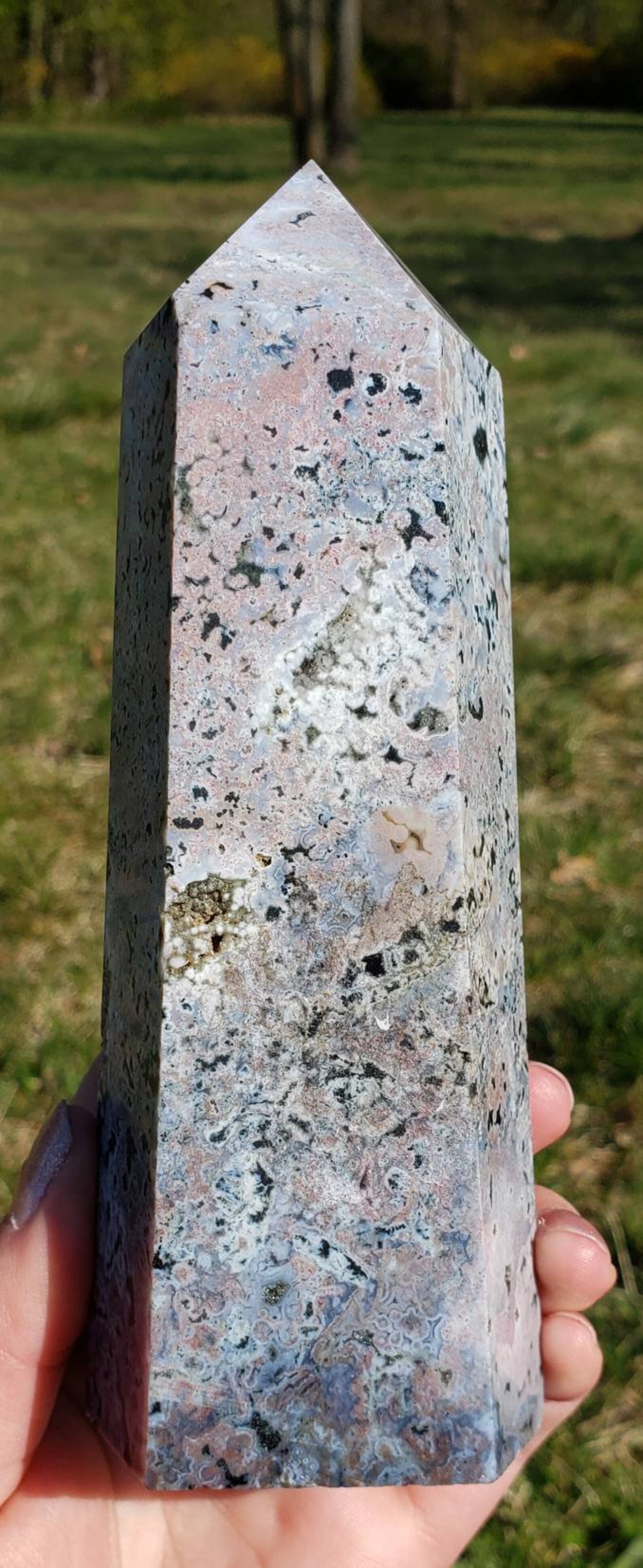 Große rosa und blau Ozean Jasper Turm | Etsy