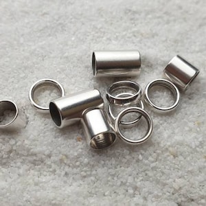 SERENITY II Mixed Basic Tubes & Rings: 2 long tubes, 3 short tubes and 5 narrow metal dread rings in a set, dread jewelry / braiding beads
