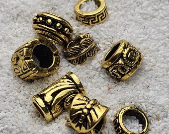 THE VIKING PROJECT Mixed Basic Beads: 8 Dreaperlen und Tubes im Set, Metall Dreadschmuck / Flecht Perlen, mit oder ohne Auffädler im Set