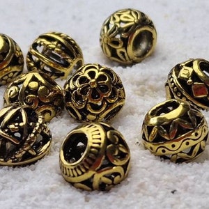 THE QUEEN'S FINERY Mixed Basic Beads: 9 different dread beads in a set, metal dread jewelry / braid beads / beard beads / Viking pearls