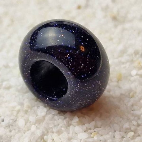 BLUE SANDSTONE Large natural stone bead dread jewelry / dread bead / braid bead from blue river