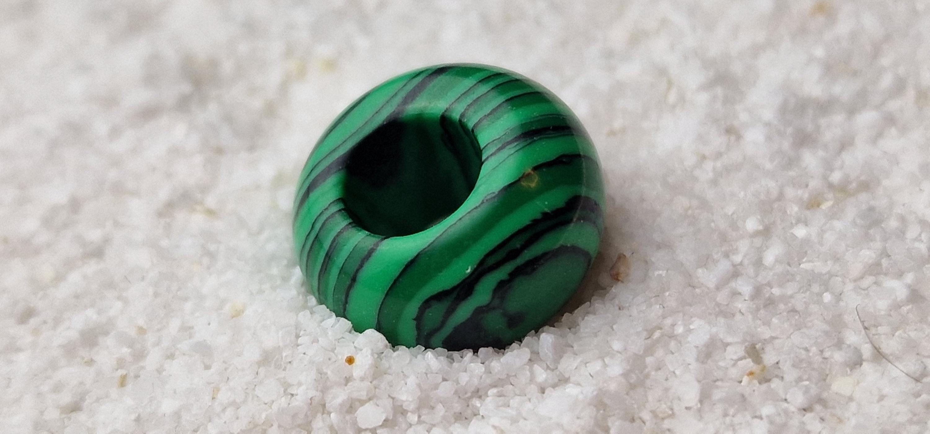 SYNTHETIC GREEN MALACHITE natural stone imitation dread jewelry / dread bead / braid bead made of synthetic resin with polished surface