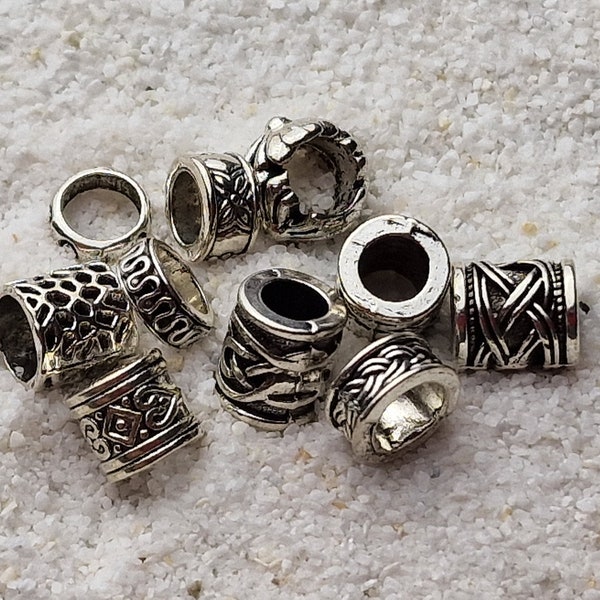 THE VIKING PROJECT Mixed Basic Beads: 10 different ring beads and tubes in a set, metal dread jewelry / dread beads / braid beads