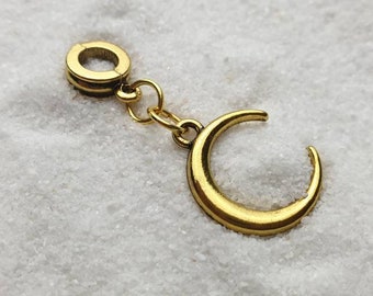 DARK MOON metal dread jewelry / dread bead / braided bead and pendant with crescent moon