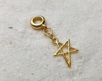 WITCHCRAFT ARTIFACTS: PENTAGRAM metal dread jewelry / dread bead / braid bead with pentagram pendant