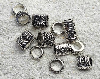 THE VIKING PROJECT Perline di base miste da 5,0 mm: 10 diverse perline ad anello e tubi in un set, gioielli in metallo per dreadlock / perline per dread / perline per intrecciare