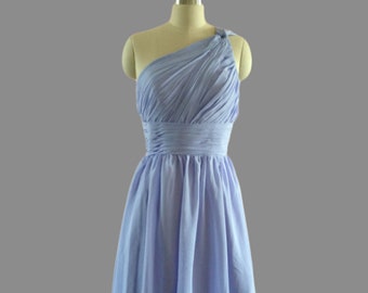 One Shoulder A Line Knee Length Chiffon Bridesmaid Dress