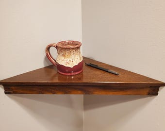 Étagère d'angle Craftman, étagère d'angle flottante, étagère d'angle (noyer foncé)