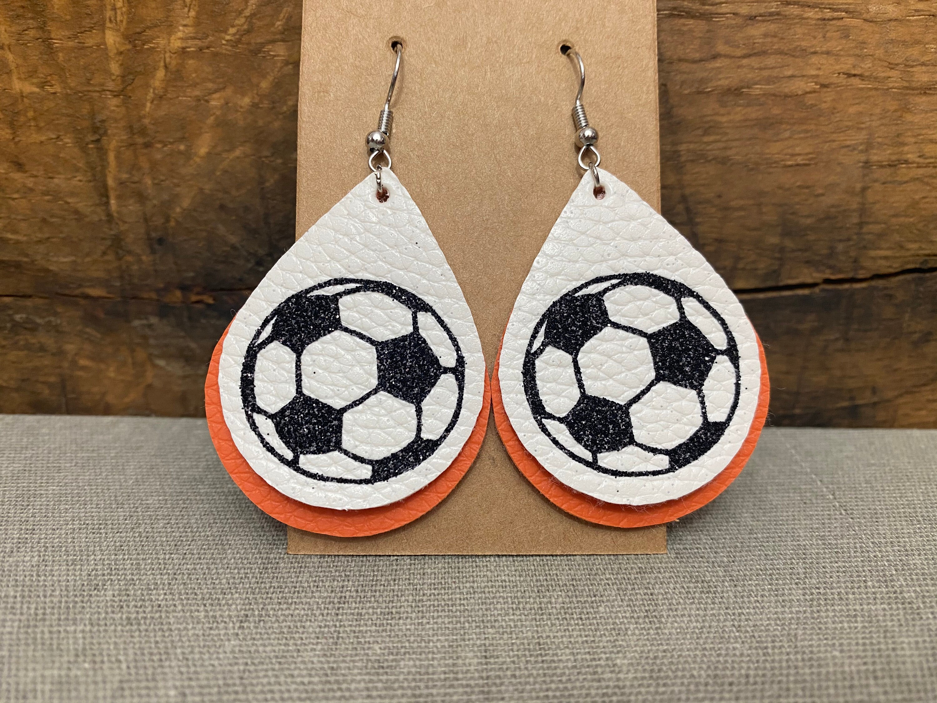 Soccer Earrings Custom Team Colors Faux Leather and Etsy