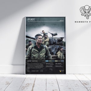 Fury |  David Ayer | Minimalist Movie Poster | Vintage Retro  Home Decor | Custom Poster | Wall Art Print |