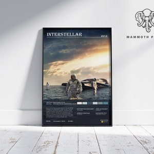 Interstellar | Christopher Nolan | Minimalist Movie Poster | Vintage Retro  Home Decor | Custom Poster | Wall Art Print |