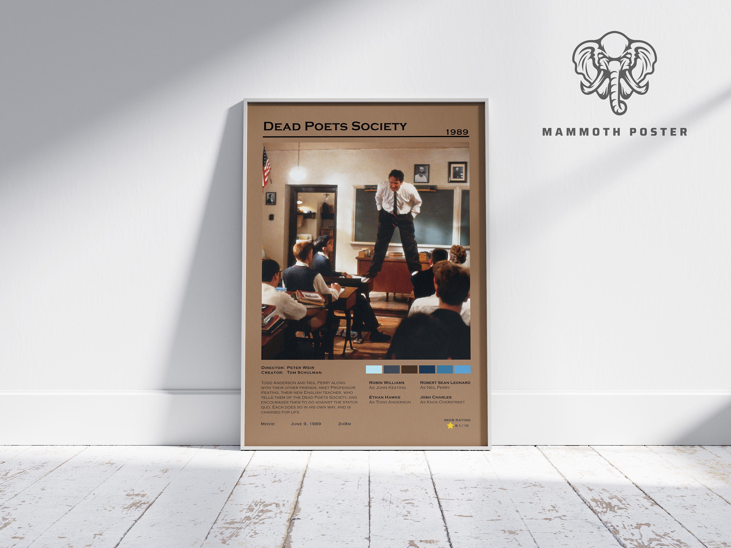 Dead Poets Society | Peter Weir | White Movie Poster | Vintage Retro  Home Decor | Custom Poster | Wall Art Print |