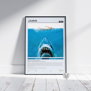 JAWS | Steven Spielberg | Minimalist Movie Poster | Vintage Retro Home Decor | Custom Poster | Wall Art Print |