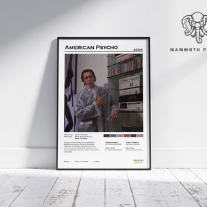 Psicopata Americano | Mary Harron | Pôster de filme minimalista | Decoração de casa retrô vintage | Pôster personalizado | Impressão de arte de parede |