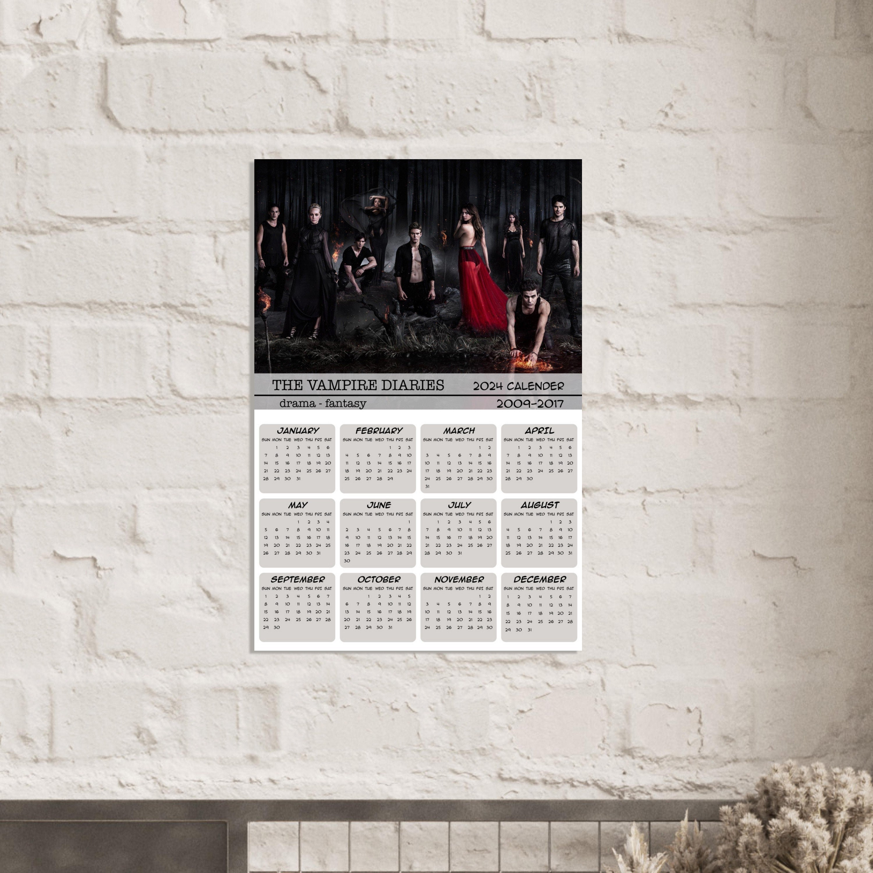 The Vampire Diaries Calendar 2025 TV Series Poster Minimalist Wall