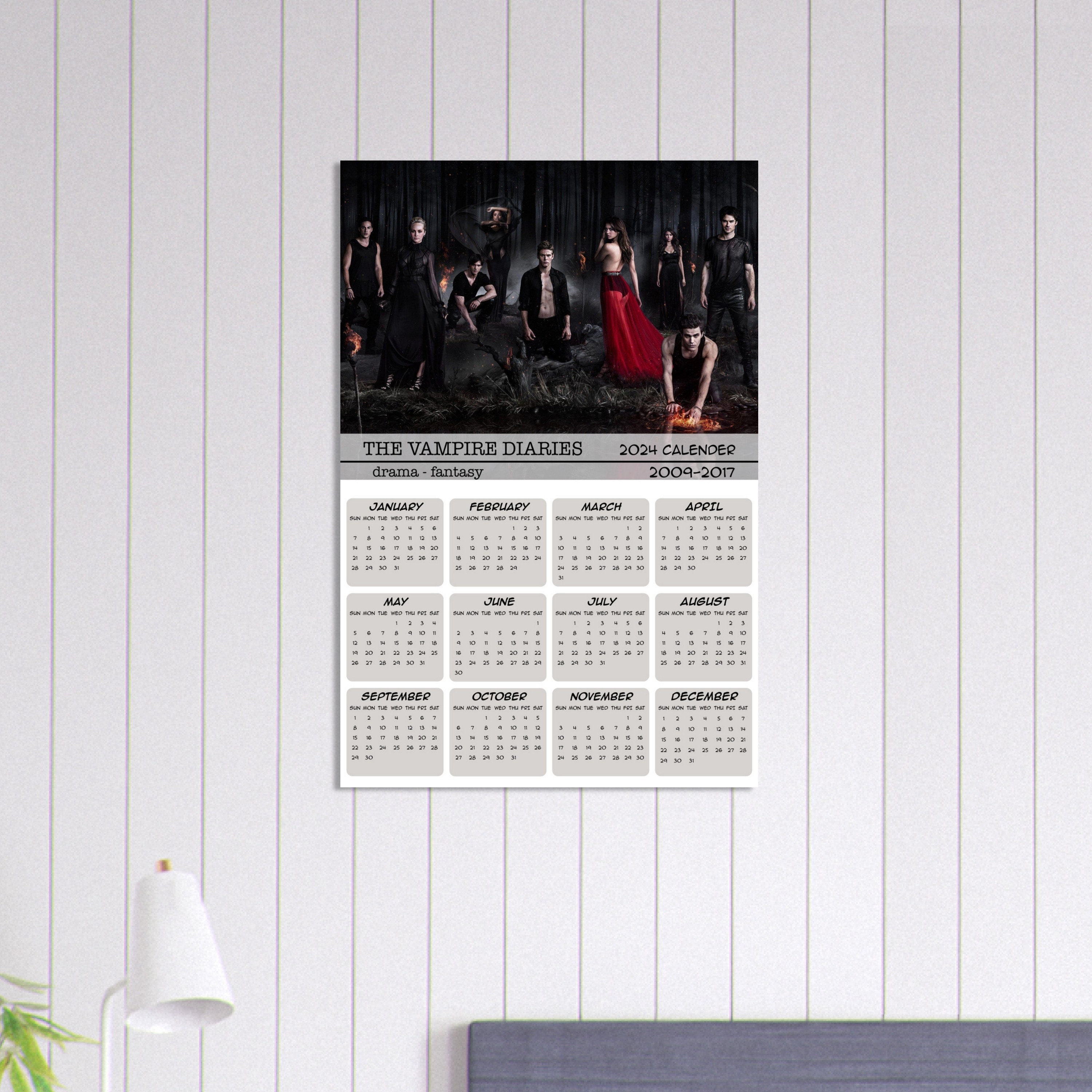 The Vampire Diaries Calendar 2024 TV Series Poster Minimalist Wall