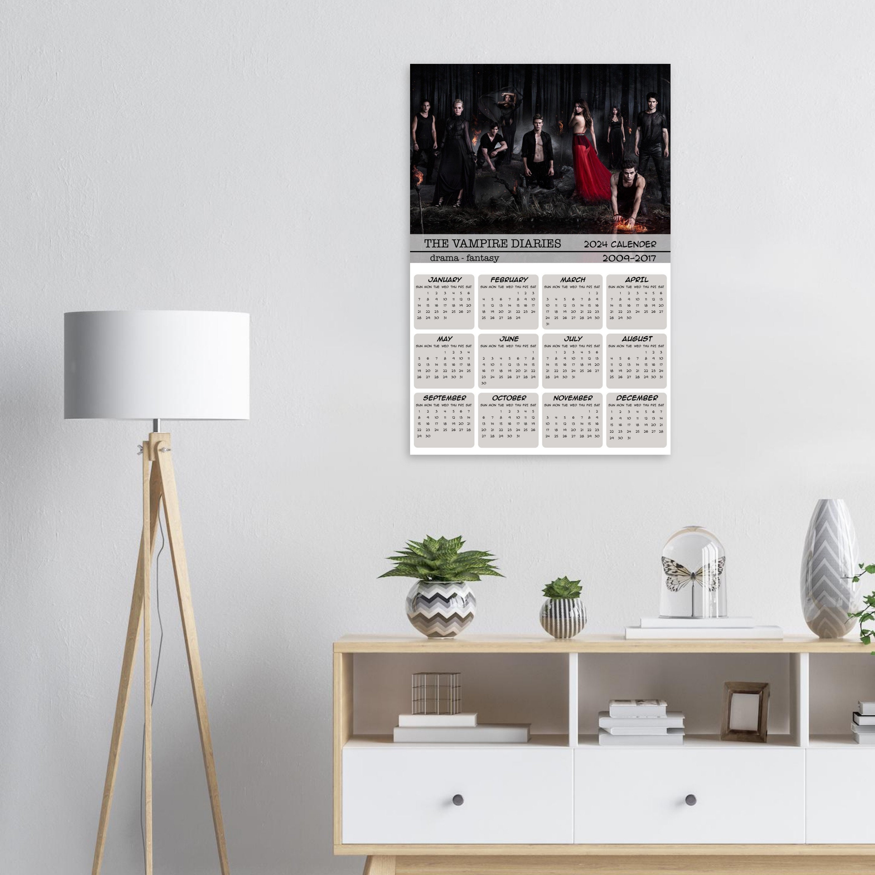 The Vampire Diaries Calendar 2025 TV Series Poster Minimalist Wall