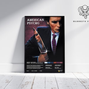 American Psycho | Mary Harron | Affiche de film minimaliste | Décoration d&#39;intérieur rétro vintage | Poster personnalisé | Impression d&#39;art mural |