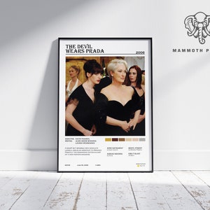 El diablo viste de Prada / Póster de impresión digital / Película minimalista / Decoración retro vintage para el hogar / Póster de descarga personalizada / Impresión de arte de pared /