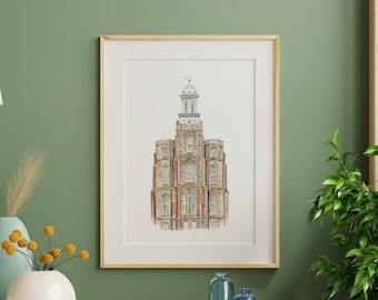 Logan Utah LDS Temple - Printable Watercolor Wall Art