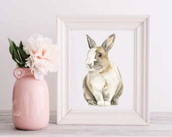Bunny Rabbit - Easter Watercolor Printable Wall Art