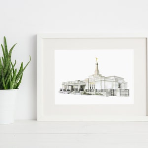 エドモントン カナダ LDS 寺院 - 印刷可能な水彩画ウォールアート