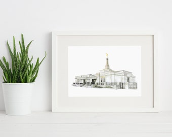 Edmonton Canada LDS Temple - Printable Watercolor Wall Art