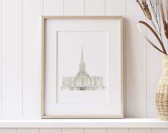 Jordan River Utah LDS Temple - Printable Watercolor Wall Art