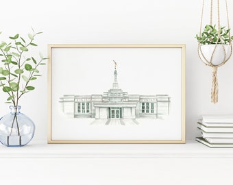 Regina Saskatchewan LDS Temple - Printable Watercolor Wall Art