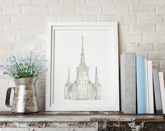 Portland Oregon LDS Temple - Printable Watercolor Wall Art