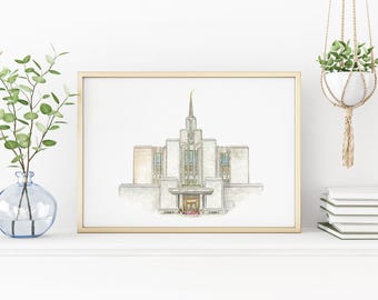 Calgary Alberta LDS Temple - Printable Watercolor Wall Art