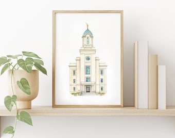 Cedar City Utah LDS Temple - Printable Watercolor Wall Art