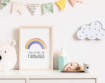 I Like to Look for Rainbows - Printable Watercolor Wall Art LDS Baptism Gift