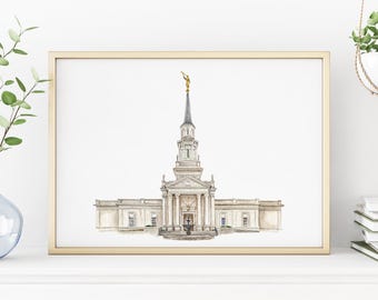 Hartford Connecticut LDS Temple - Printable Watercolor Wall Art