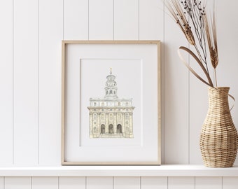 Nauvoo Illinois LDS Temple - Printable Watercolor Wall Art