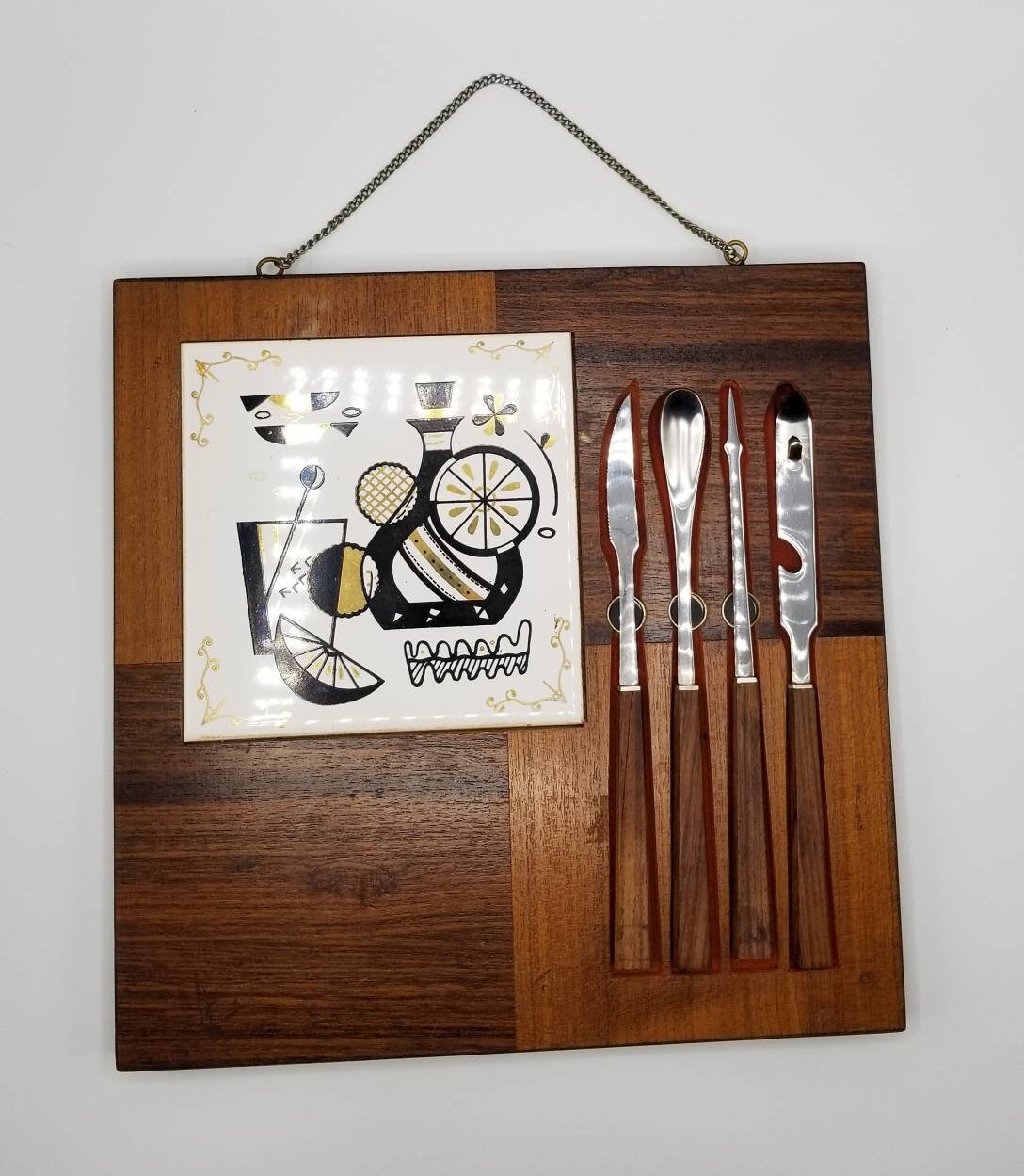 Vintage 1960s Bar Tool Set w/ Tile & Cutting Board Etsy