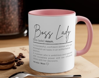 Gepersonaliseerde Boss Lady Definition-mok, grappig cadeau nieuwe ondernemer voor moeder, Moederdag, manager verjaardagscadeau voor haar koffiemok, 11oz