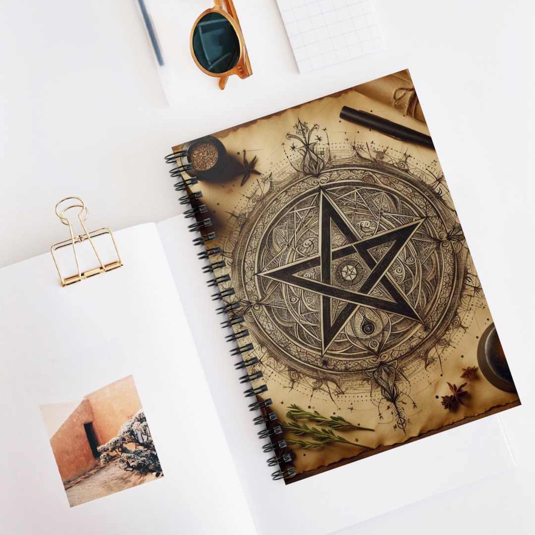 Pentagram Spiral Notebook, Pentacle Ruled Line Book, Perfect for Your ...