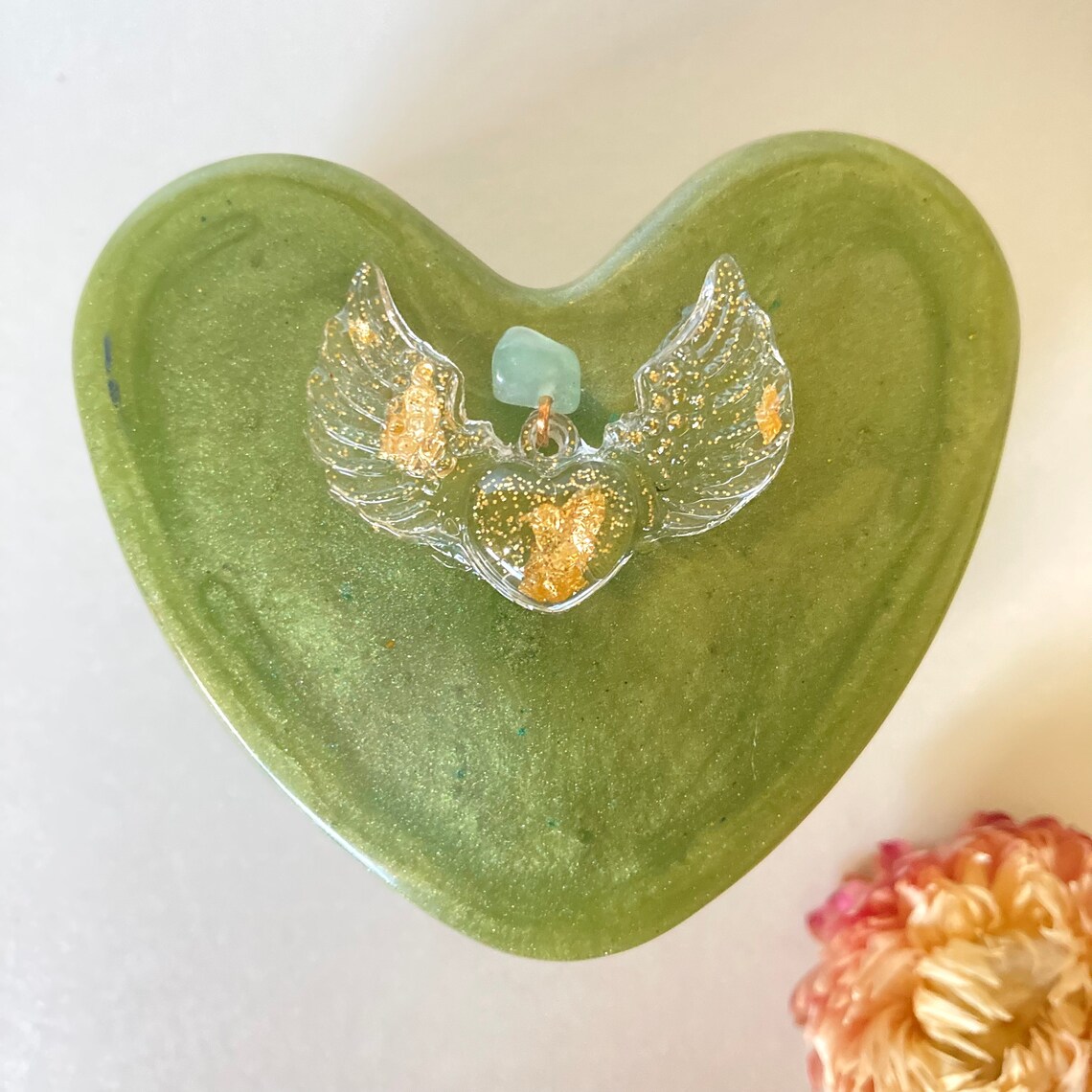 Resin Trinket w/ stone / Trinket Box with Lid 3D flower Etsy