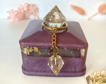 Resin Trinket box w/ stone / Jewelry Box with Lid, 3D flower, crystal / birthday, Mother Day, graduation gift / gift for her / trinket box