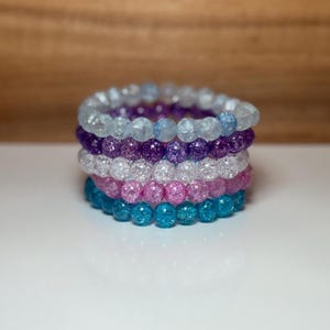 Kralenarmband craquelé, iriserende boho-stretchsieraden, stapelbare sprankelende sieraden voor haar
