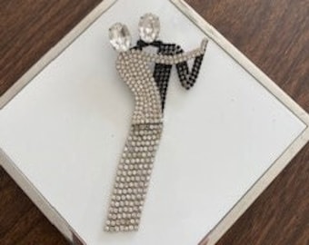 Vintage Butler & Wilson Dancing Couple Brooch: Art Deco Flapper