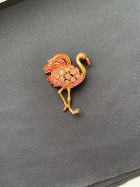 Rare Vintage Crown Trifari Signed Pink Flamingo B… - image 7