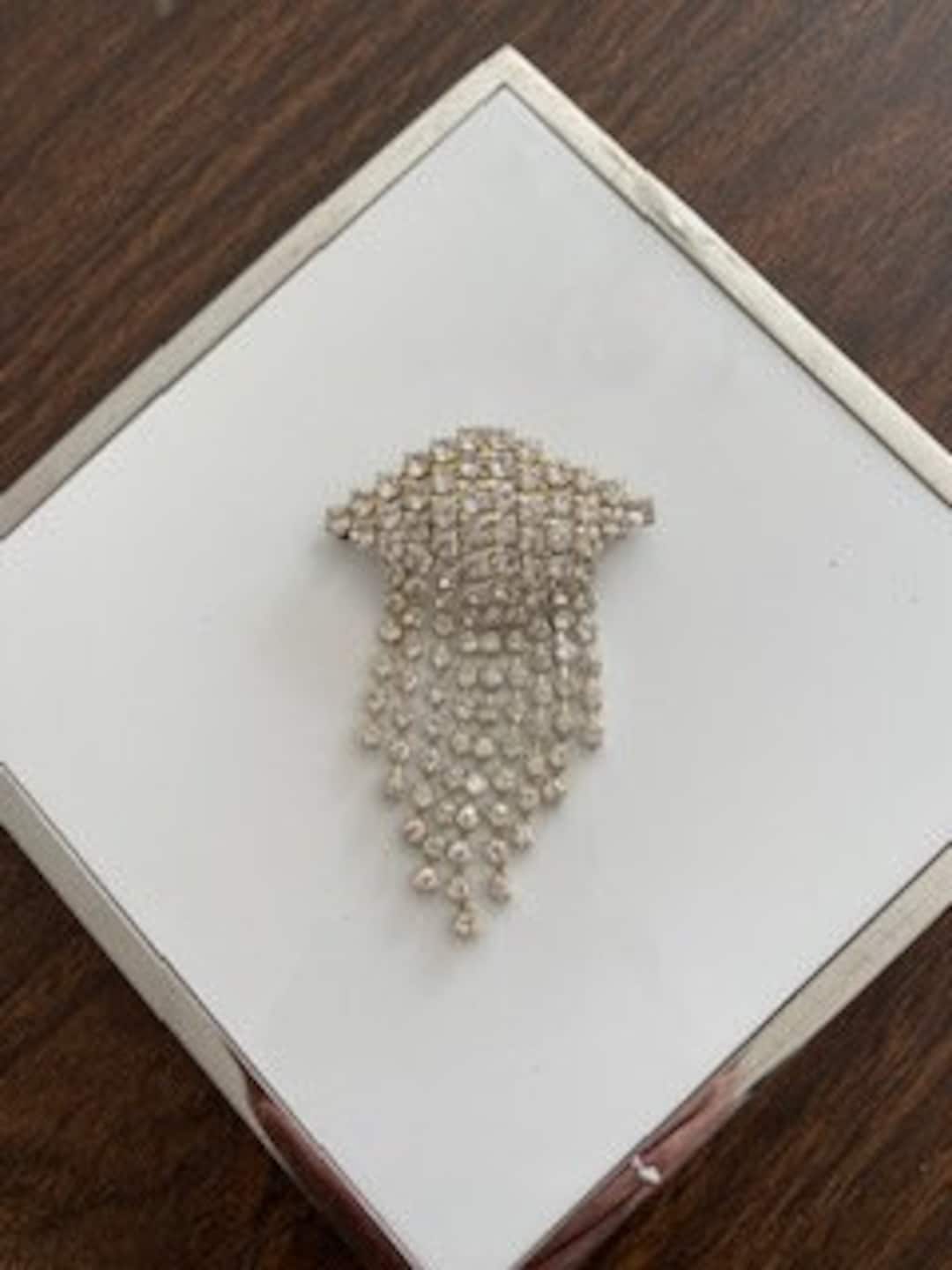 Broche Art Déco Strass Améthyste - Bijou Ancien Vintage