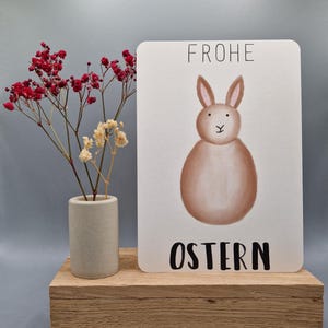 Postkarte 5 Stück, A6 Osterhase, Frohe Ostern, Hase Grußkarte, Naturpapier creme FSC, Osterkarte, Ostergeschenk