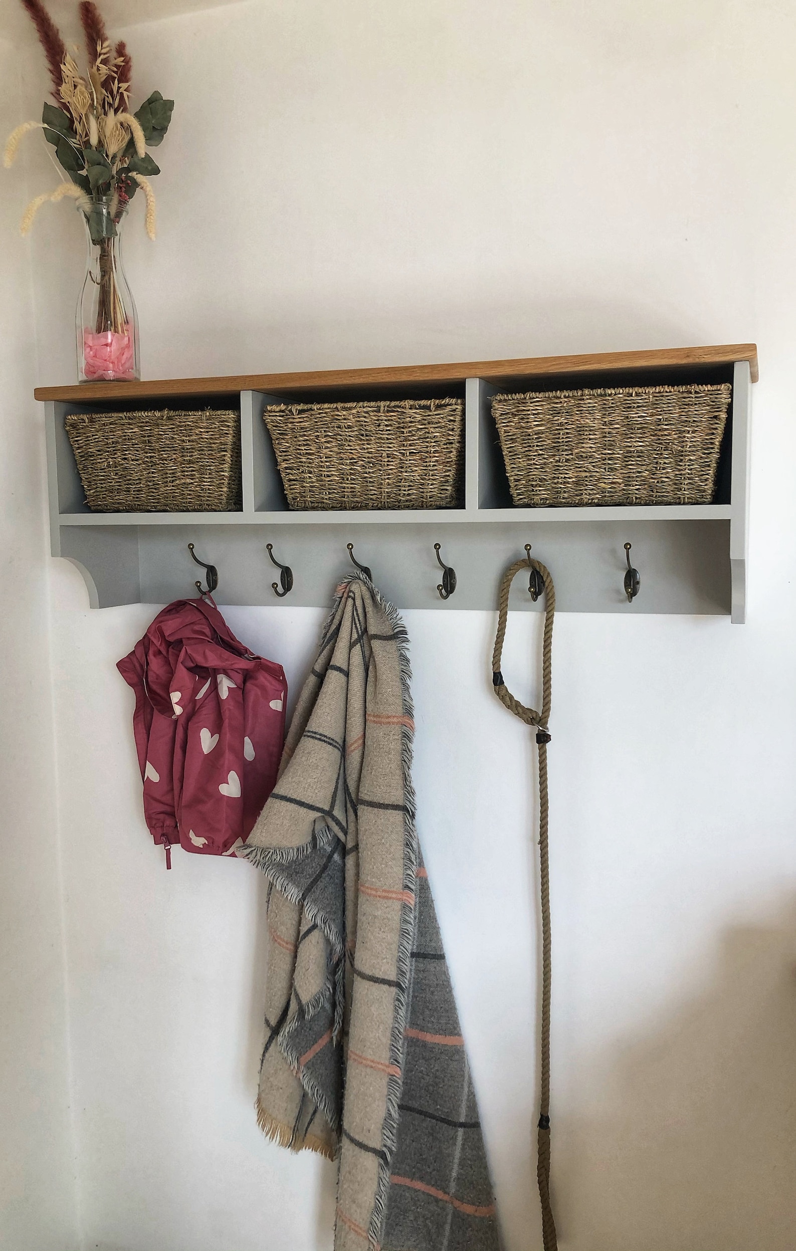 Handmade Oak Coat Hooks With Basket Storage Hallway Storage Etsy UK