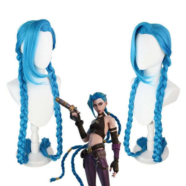 Perruque-Couvre-Cosplay-Mignon-Anime-Chapeau-Party-CasualBattie des villes jumelles Jinx cos perruque lol League of Legends runaway loli Jinx perruque