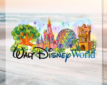 Traslado a Epcot Walt Disney World Parks DTF, Diseño listo para imprimir para Epcot World Tour, Viaje familiar a Disney, Magic Kingdom DTF, Animal Kingdom DTF