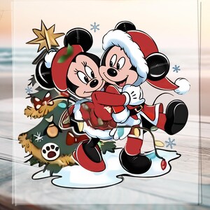 Disney Mickey och Minnie julpar DTF Transfer, Mickeys mycket goda julfest DTF, julfamiljeresa Epcot tryckfärdig design